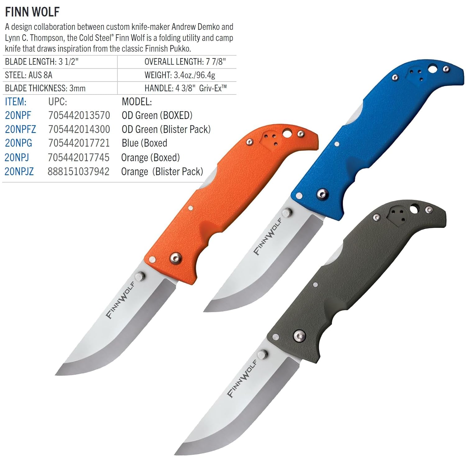 COLD STEEL Finn Wolf Folding Hunting & Camp Knife