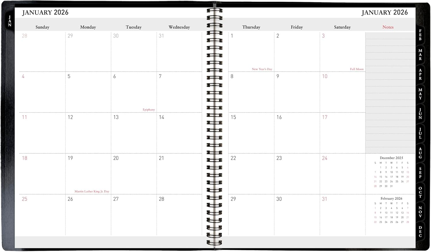 Office Depot Brand Monthly Planner, 9" x 11", Black, January 2026 to January 2027, OD71060026