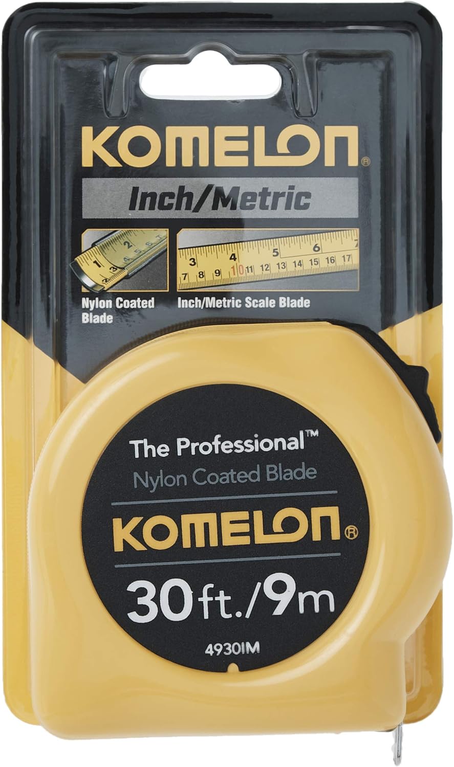 Komelon 4930IM The Professional 30-Foot Inch/Metric Scale Power Tape, Yellow