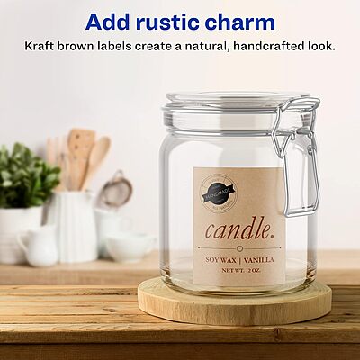 Avery Kraft Brown Rectangle Labels, Sure Feed Technology, 2.5 x 4, Print-to-The-Edge, Laser/Inkjet Printable