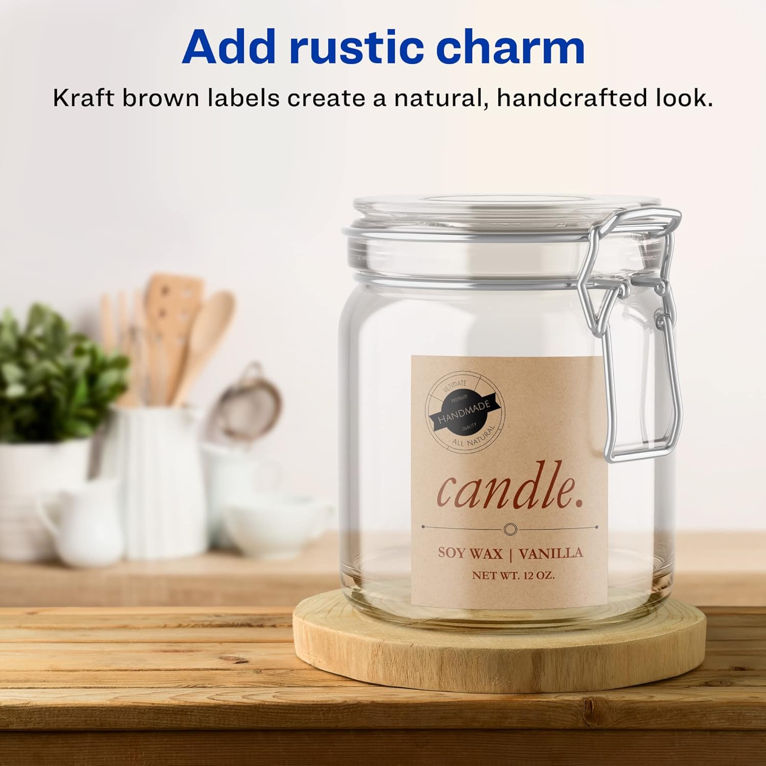 Avery Kraft Brown Rectangle Labels, Sure Feed Technology, 2" x 5", 60 Kraft Brown Labels, Print-to-The-Edge