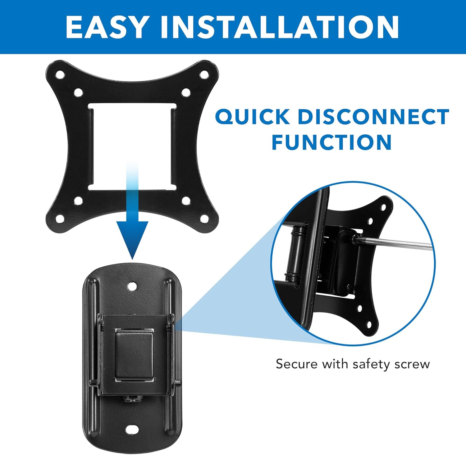 Mount-It! MI-2829 Small TV Monitor Wall Mount | RV TV Mount | Quick Release VESA Wall Mount | Fits 19 20 21 22 23 24 25 Inch