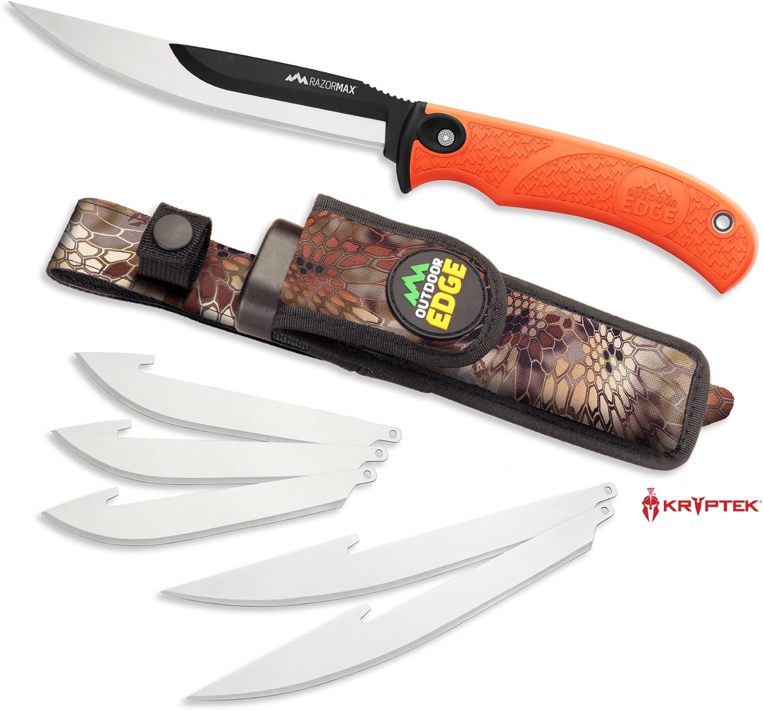 OUTDOOR EDGE RazorMax Replaceable Fixed Blade Hunting Knife with Drop-Point & Boning/Fillet Blades