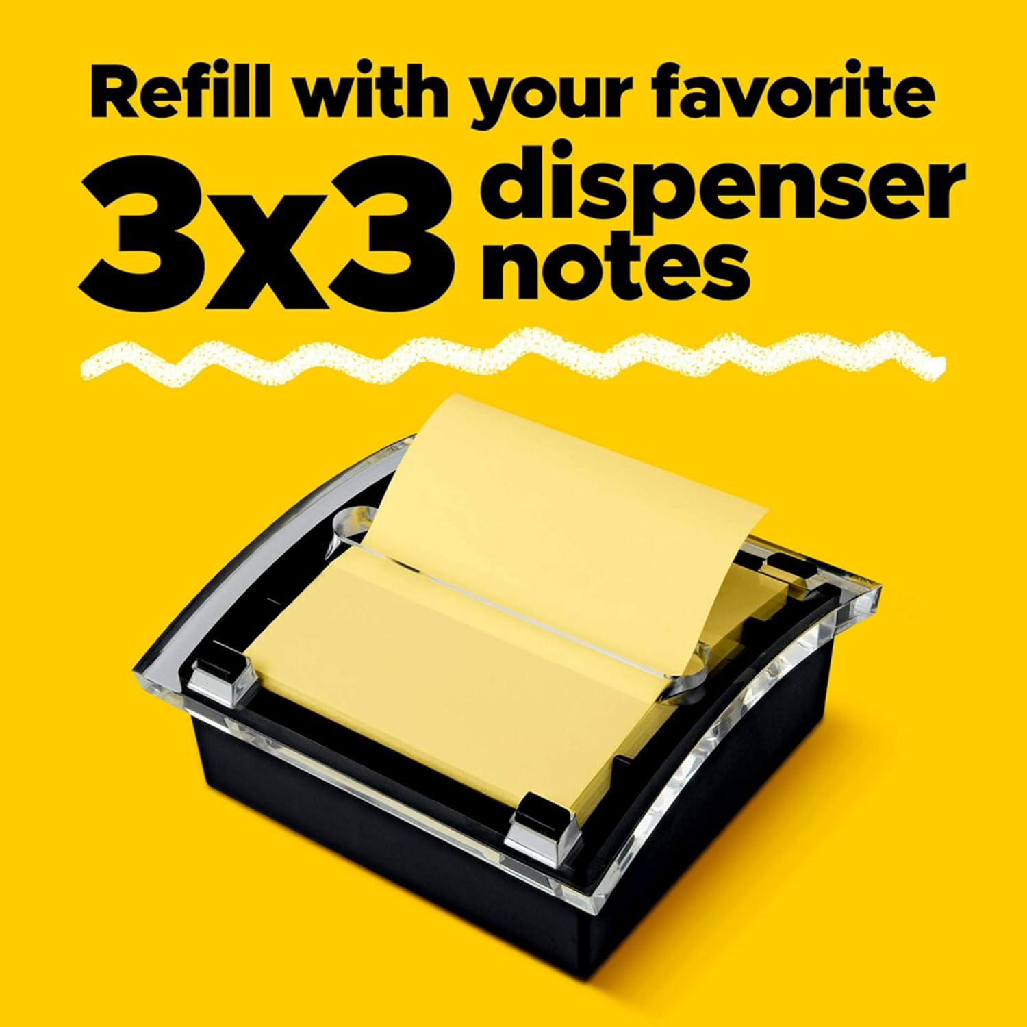 Post-it Pop-up Notes Dispenser, Organizes Desk & Keeps Notes Nearby, Black Base, Clear Top