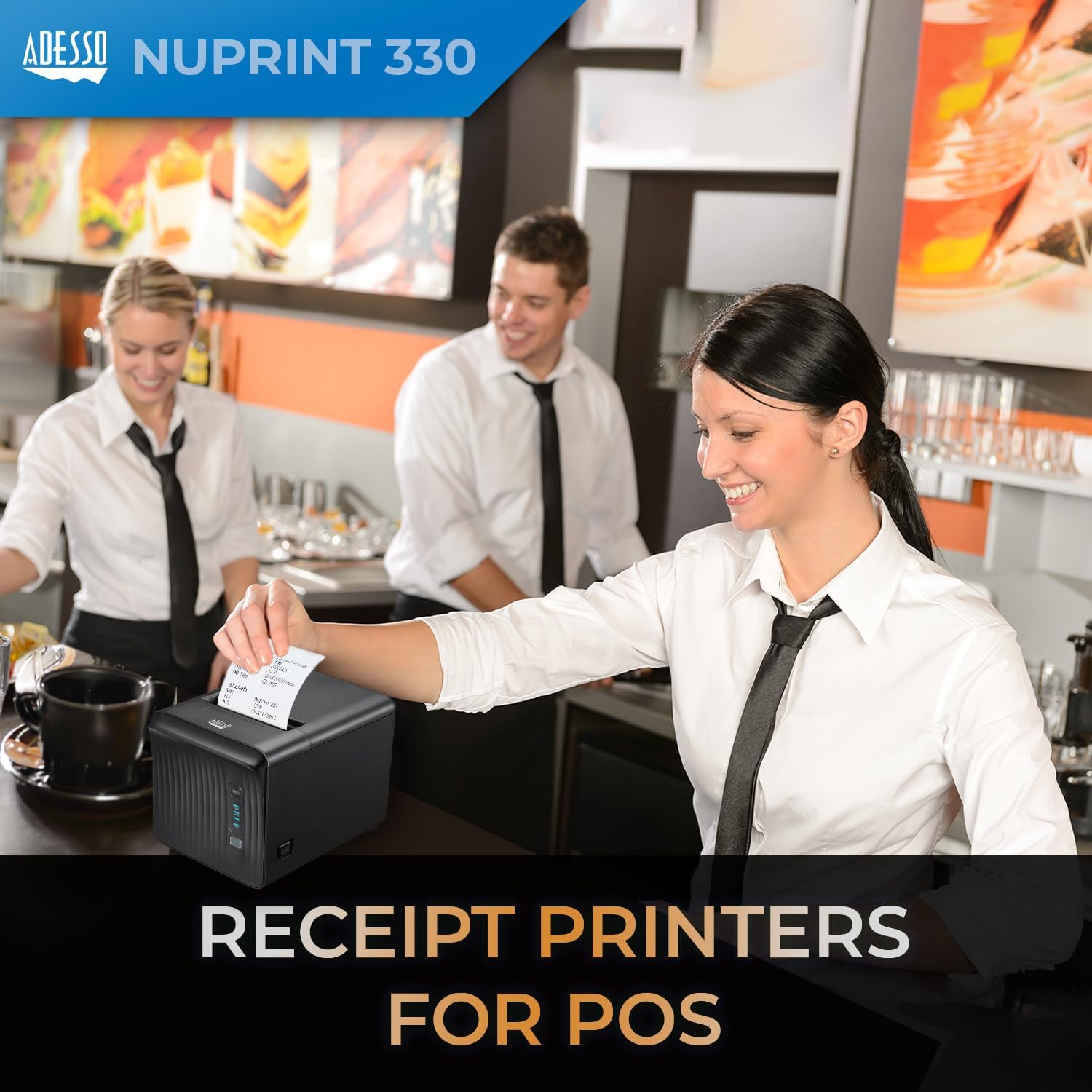 3" (80mm) Network Interface Thermal Receipt Printer with Autocutter, NuPrint 330, 250mm/s Printing Speed
