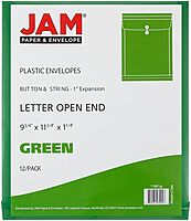 JAM PAPER Open-End Plastic Envelopes, Button & String