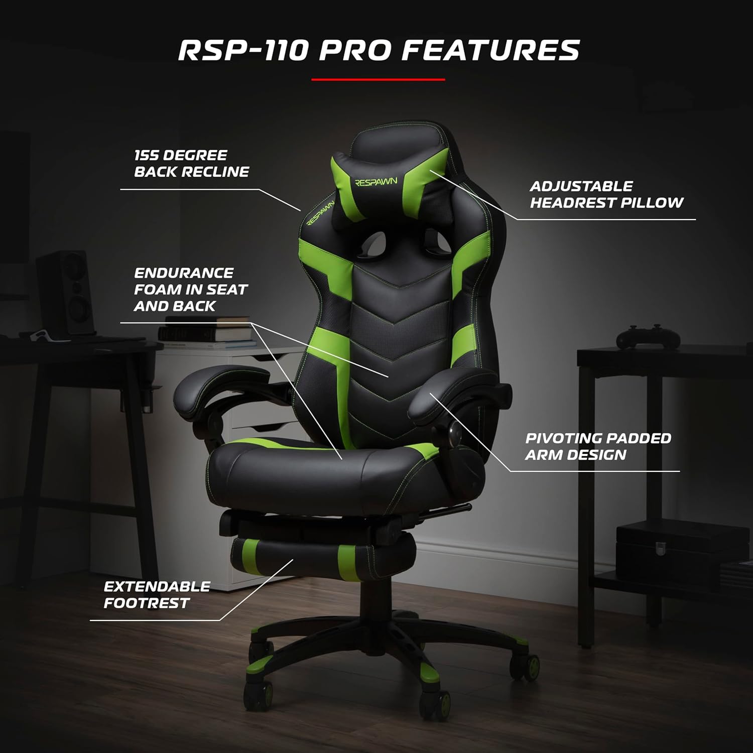 RESPAWN 110 Pro Ergonomic Gaming Chair with Footrest