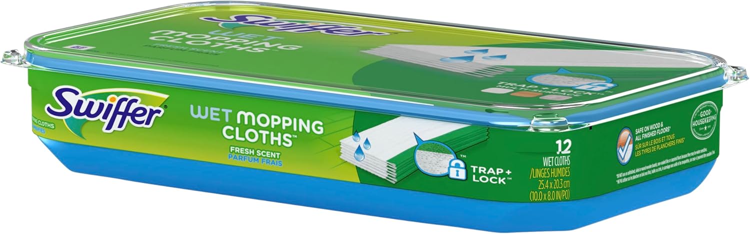 Swiffer Sweeper Wet Mopping Pad Refills for Floor Mop Open Window Fresh Scent 12 Count(Pack of 6)
