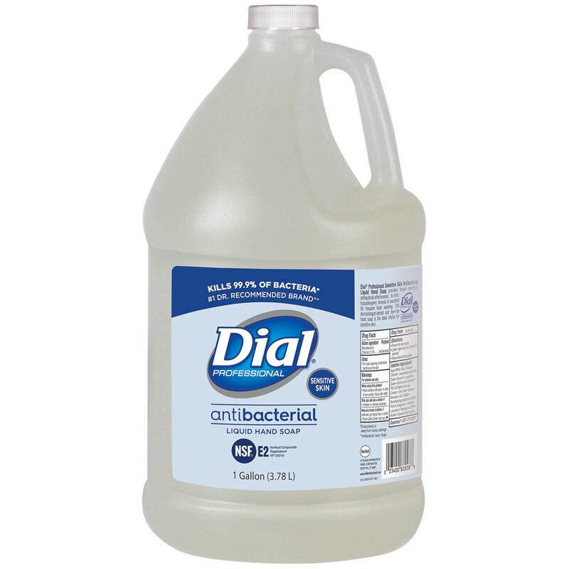 Dial Professional Sensitive Skin Antibacterial Liquid Hand Soap, 1 Gallon Refill, 128 Fl Oz Fresh 128 Fl Oz (Pack of 1)