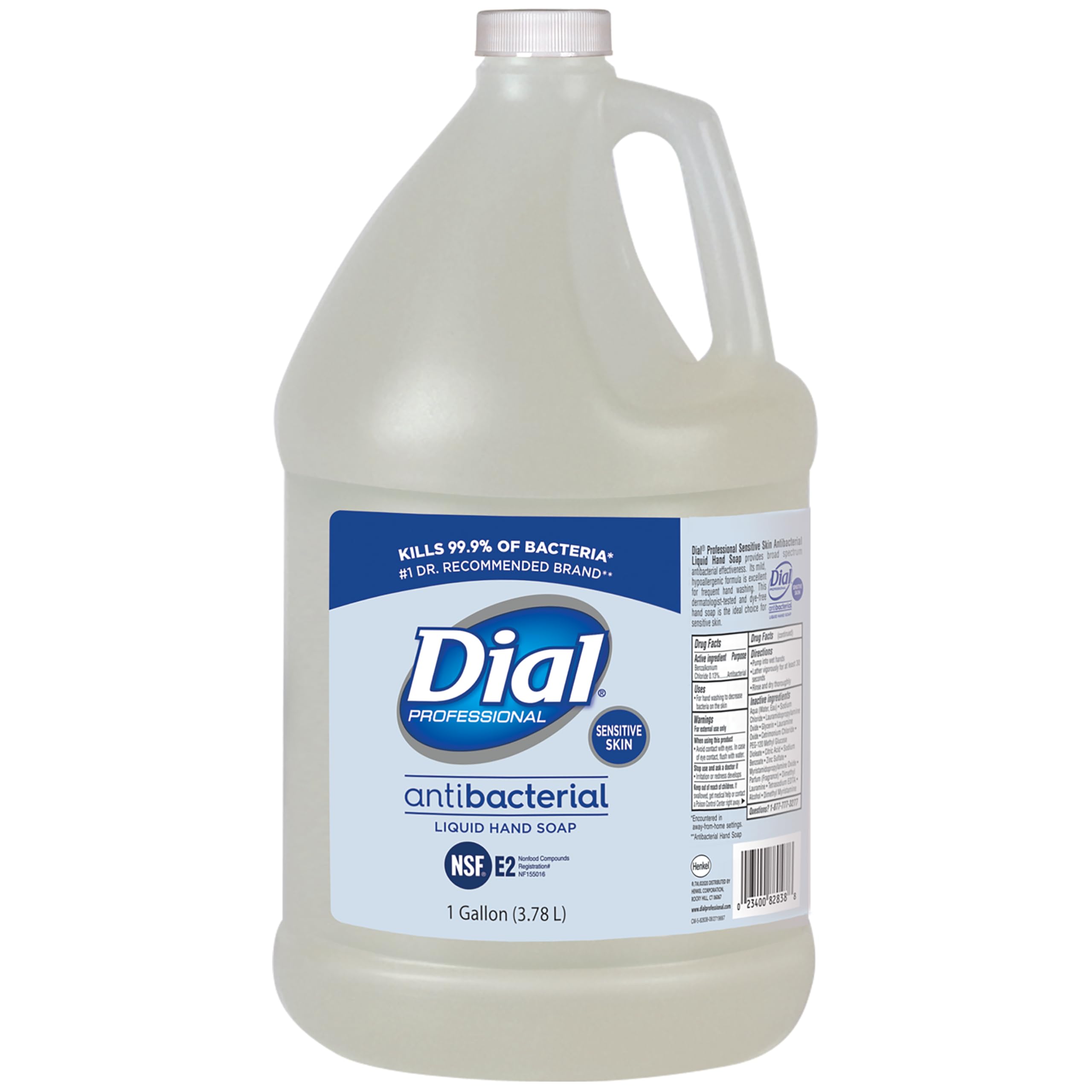 Dial Professional Sensitive Skin Antibacterial Liquid Hand Soap, 1 Gallon Refill, 128 Fl Oz Fresh 128 Fl Oz (Pack of 1)