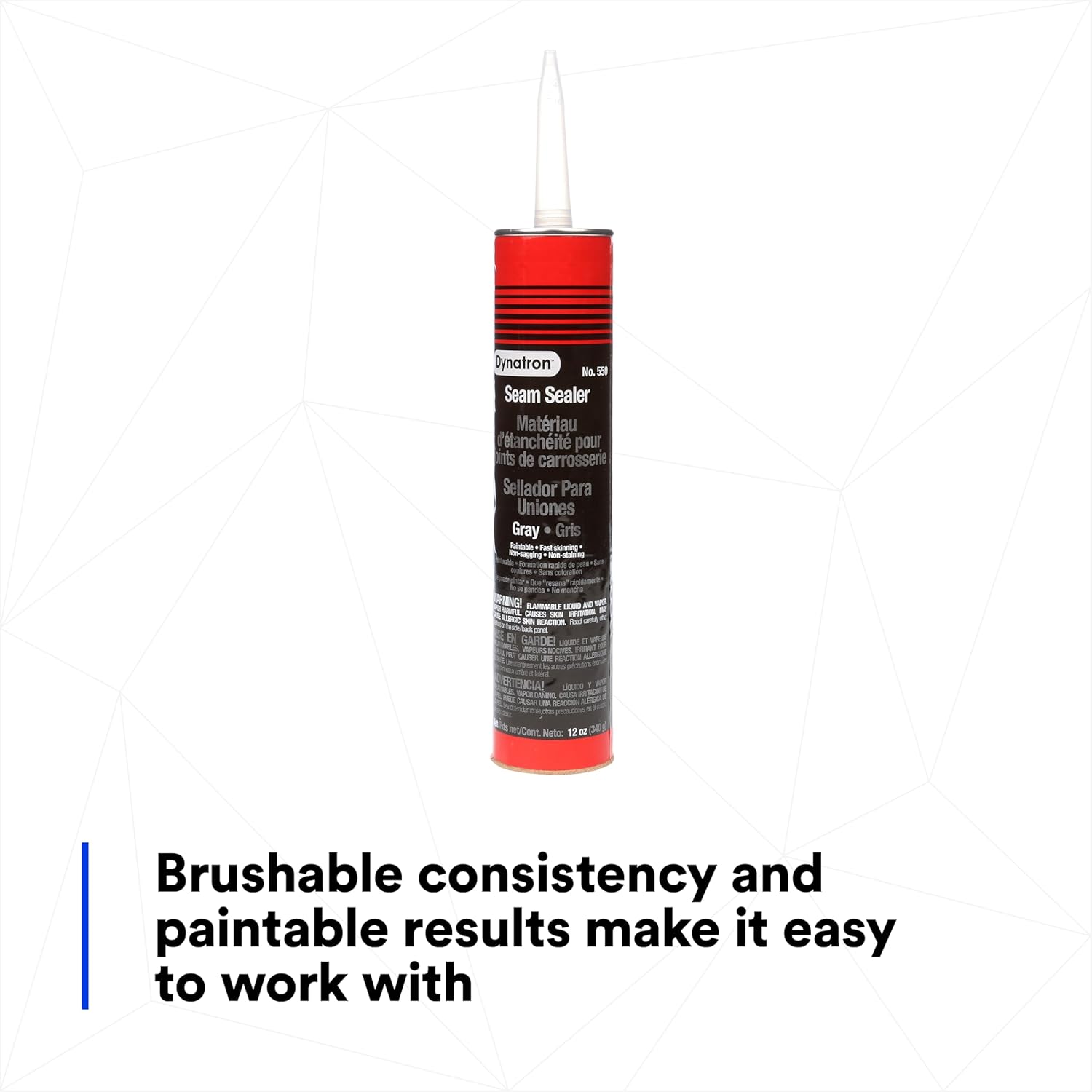 3M Dynatron Auto Seam Sealer Caulk, 550, Grey Color, Permanently Elastic, Fast-Skinning, Non-Staining, Non-Sagging