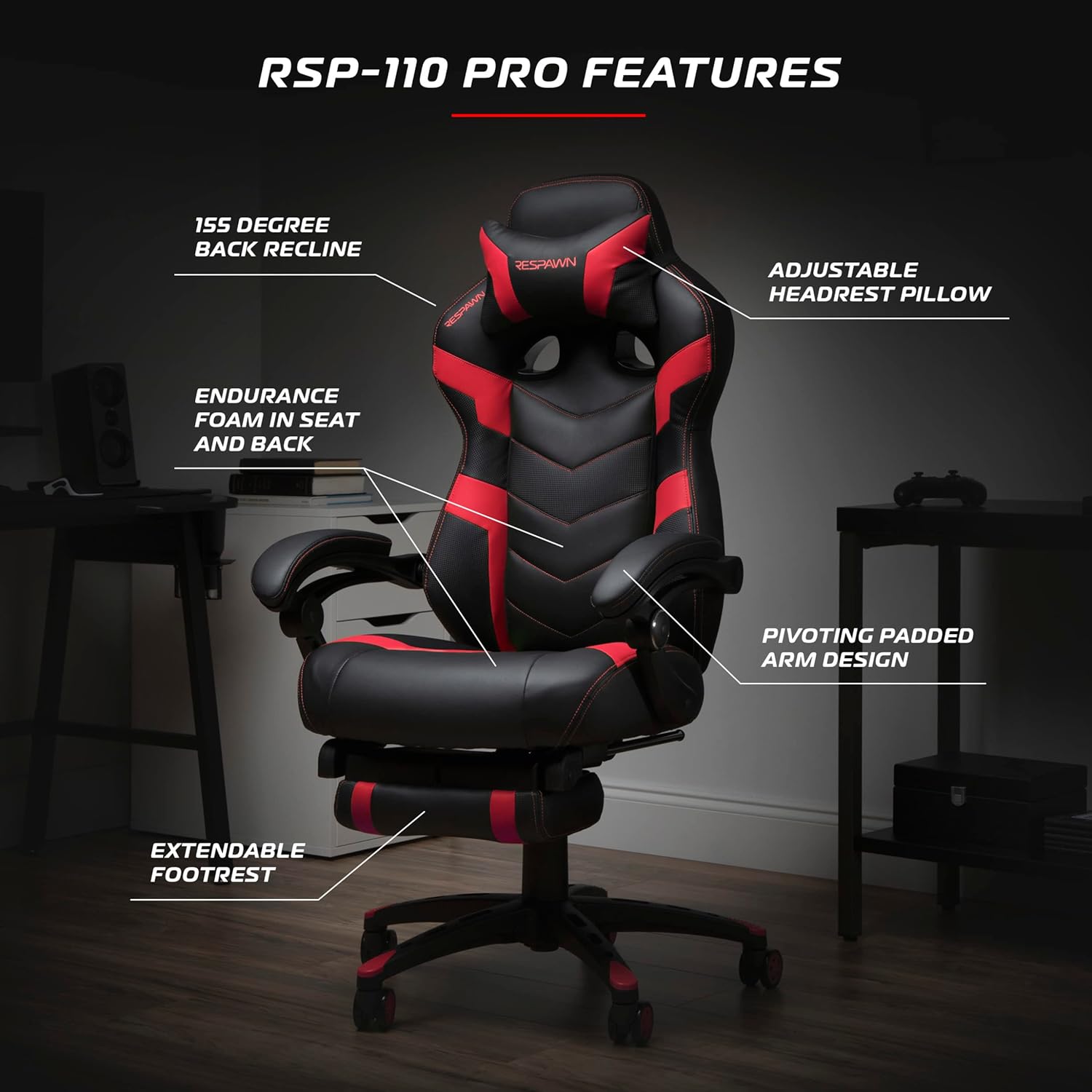 RESPAWN 110 Pro Ergonomic Gaming Chair with Footrest