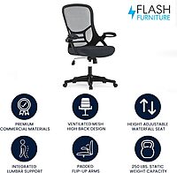 Flash Furniture Porter High-Back Mesh Ergonomic Swivel Office Chair with Adjustable Lumbar Support and Flip-Up Armrests