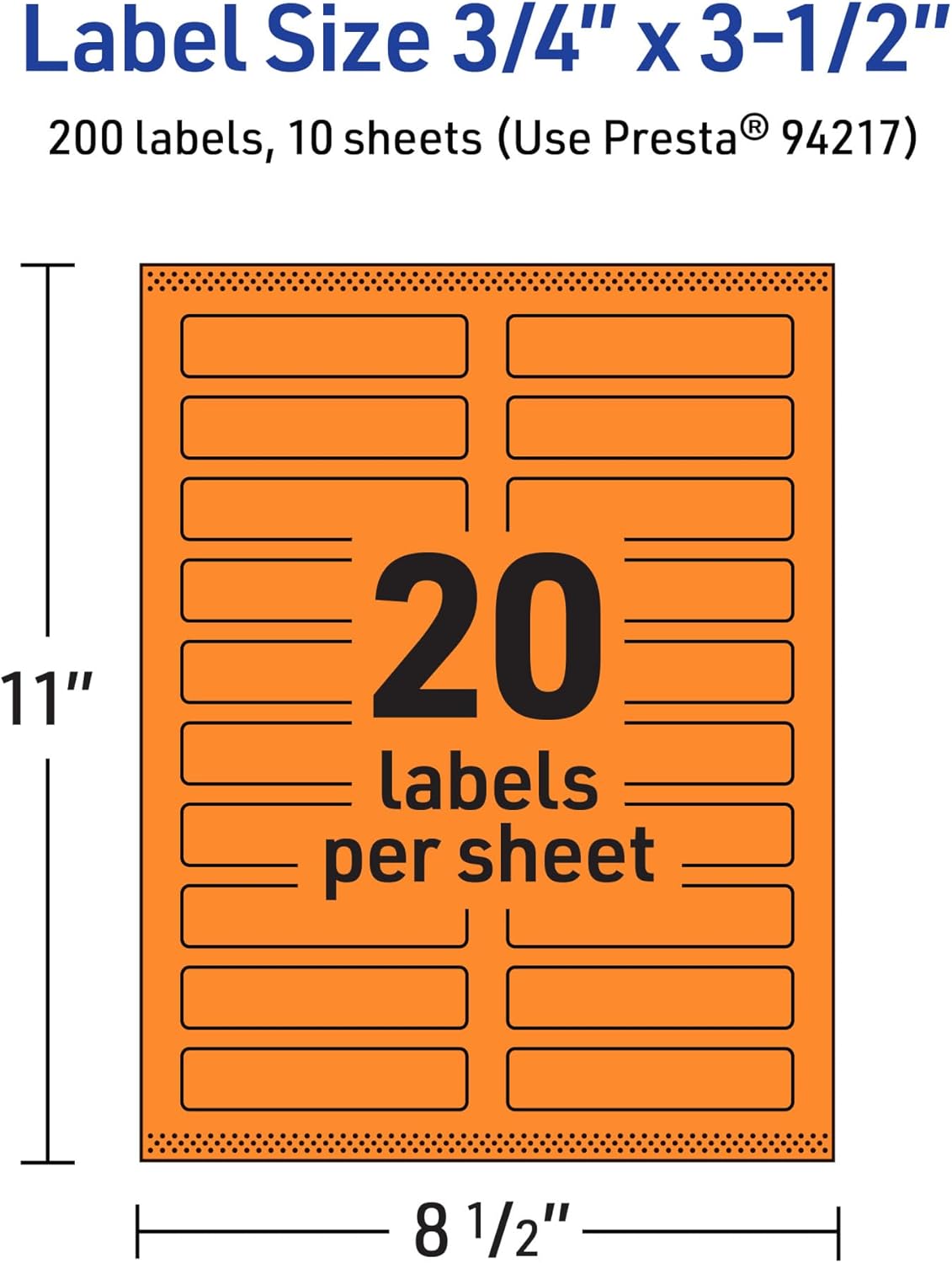 Avery Print-To-The-Edge Labels With Sure Feed Technology And Easy Peel, 94217-BOP10, Rectangle, 3/4in x 3-1/2in