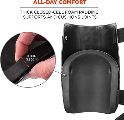 Ergodyne ProFlex 360 Knee Pad, Hinged Design, Hard Shell, Non-Marring Rubber Cap, Extra Large