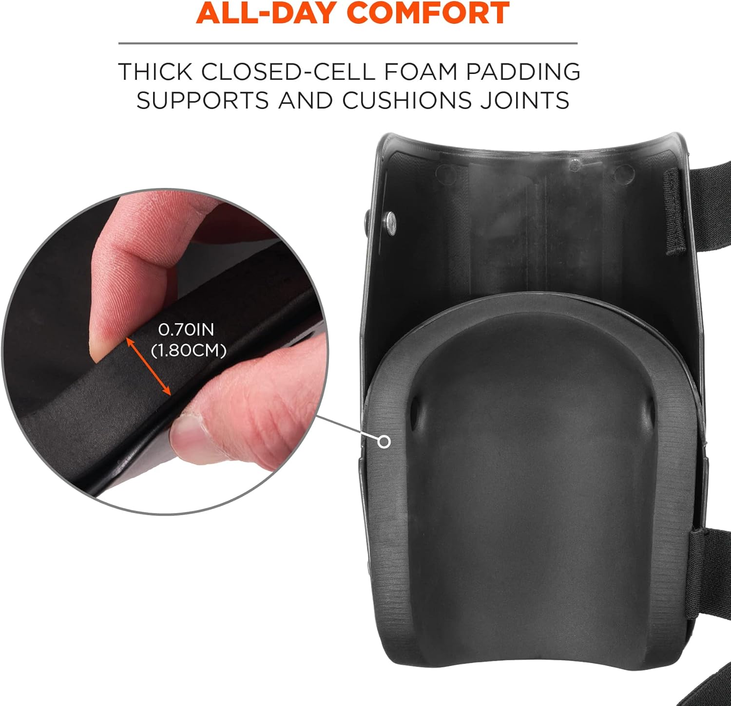 Ergodyne ProFlex 360 Knee Pad, Hinged Design, Hard Shell, Non-Marring Rubber Cap, Extra Large