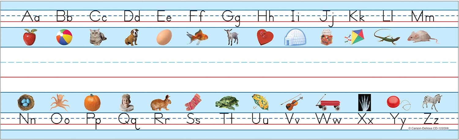 Carson Dellosa 36PC Alphabet Name Plate for Desk, ABC Nametags With Sight Words Illustrations for Letter Recognition
