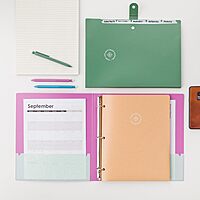 U Brands U-Eco 6 Pocket Poly Expandable Folder, Set of 3, Assorted Brights, Snap Button Closure, Letter Size (6592U01-12)