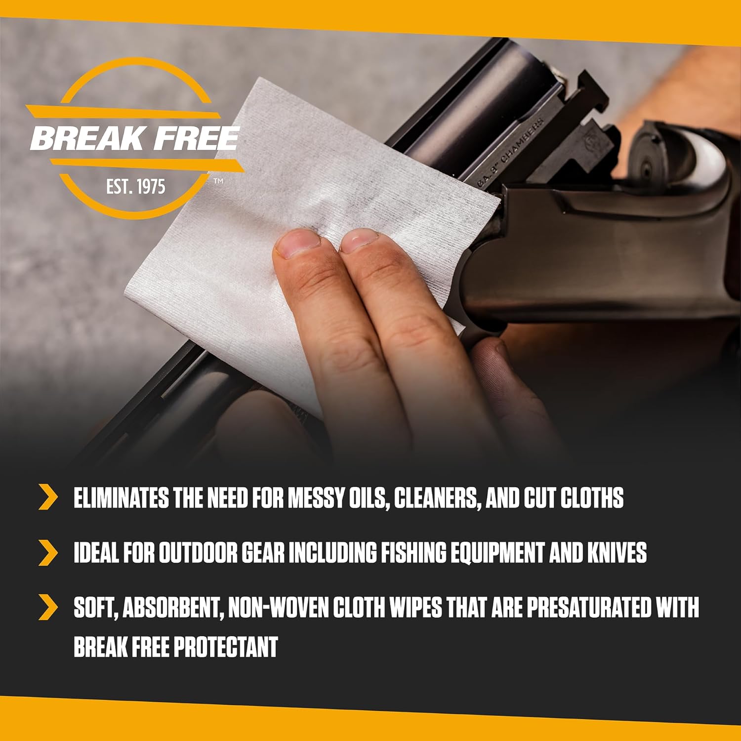 Break Free Collector Gun Cleaner Wipes, Long Term Protectant, Cloth Wipes, 20 Wipes
