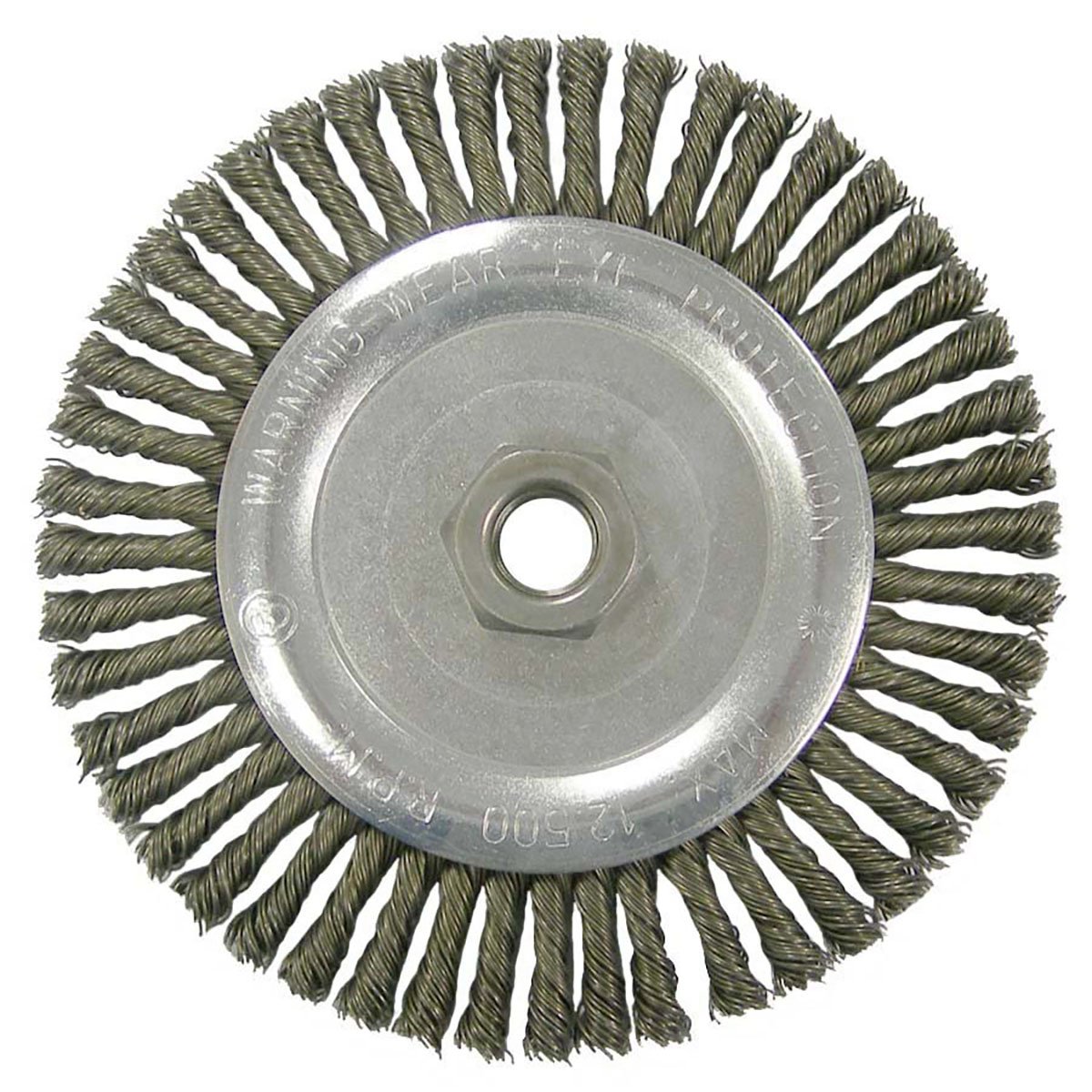 Weiler Stainless Steel Wheel Brush 0.02 in Bristle Diameter - Arbor Attachment - 5 in Outside Diameter