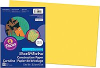 Prang Construction Paper, Medium Weight, Yellow, 12 x 18 in, 50 Sheets, 5 Pack