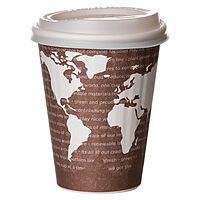 ECO PRODUCTS Compostable Disposable Insulated World Art 8oz Coffee Cups, Case of 800, Renewable Double-wall Hot Paper Cup, Plant Based PLA Lining, No Sleeves Needed, Color Coded 8oz 800