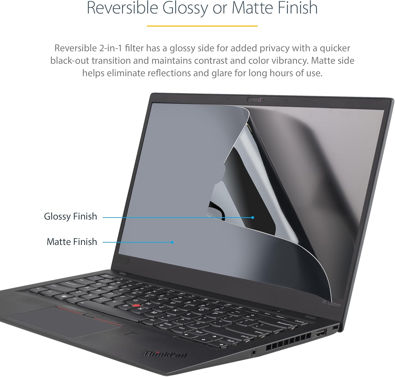 StarTech.com Laptop Privacy Screen - Anti-Glare Privacy Filter for Widescreen (16:9) Displays - Matte/Glossy