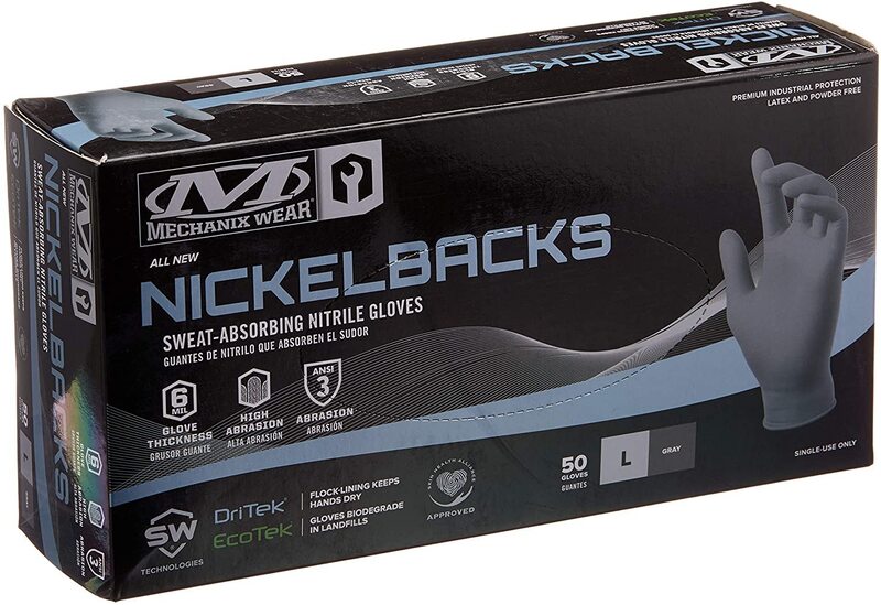 MECHANIX WEAR Nickelback 6 Mil Nitrile Disposable Gloves with Sweat-Absorbing Liner