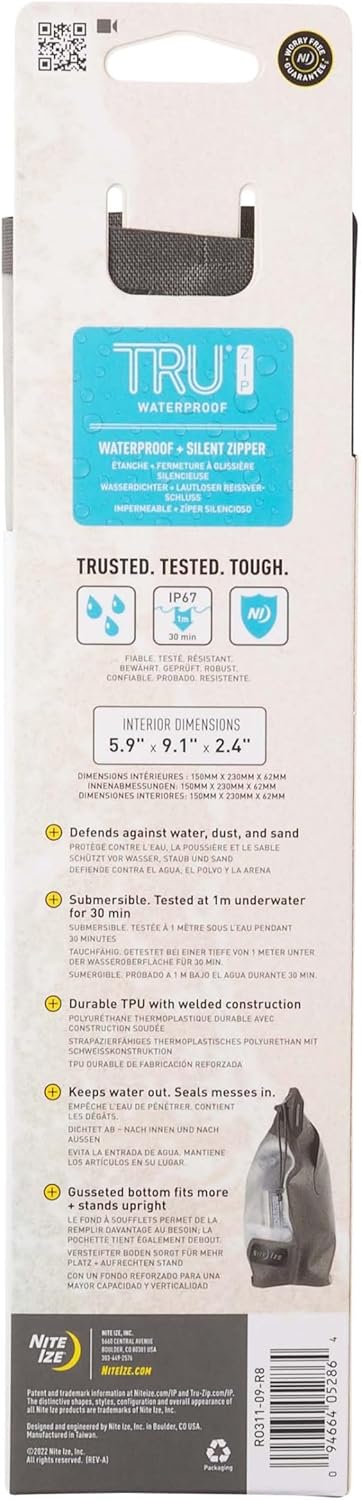 Nite Ize Runoff Waterproof 3-1-1 Pouch, Slim Waterproof Travel Bag for Toiletries, Electronics
