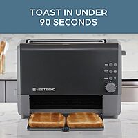 West Bend QuikServe Toaster, 2-Slice Wide-Slot Slide-Through Bread Toaster with Bagel and Gluten-Free Settings