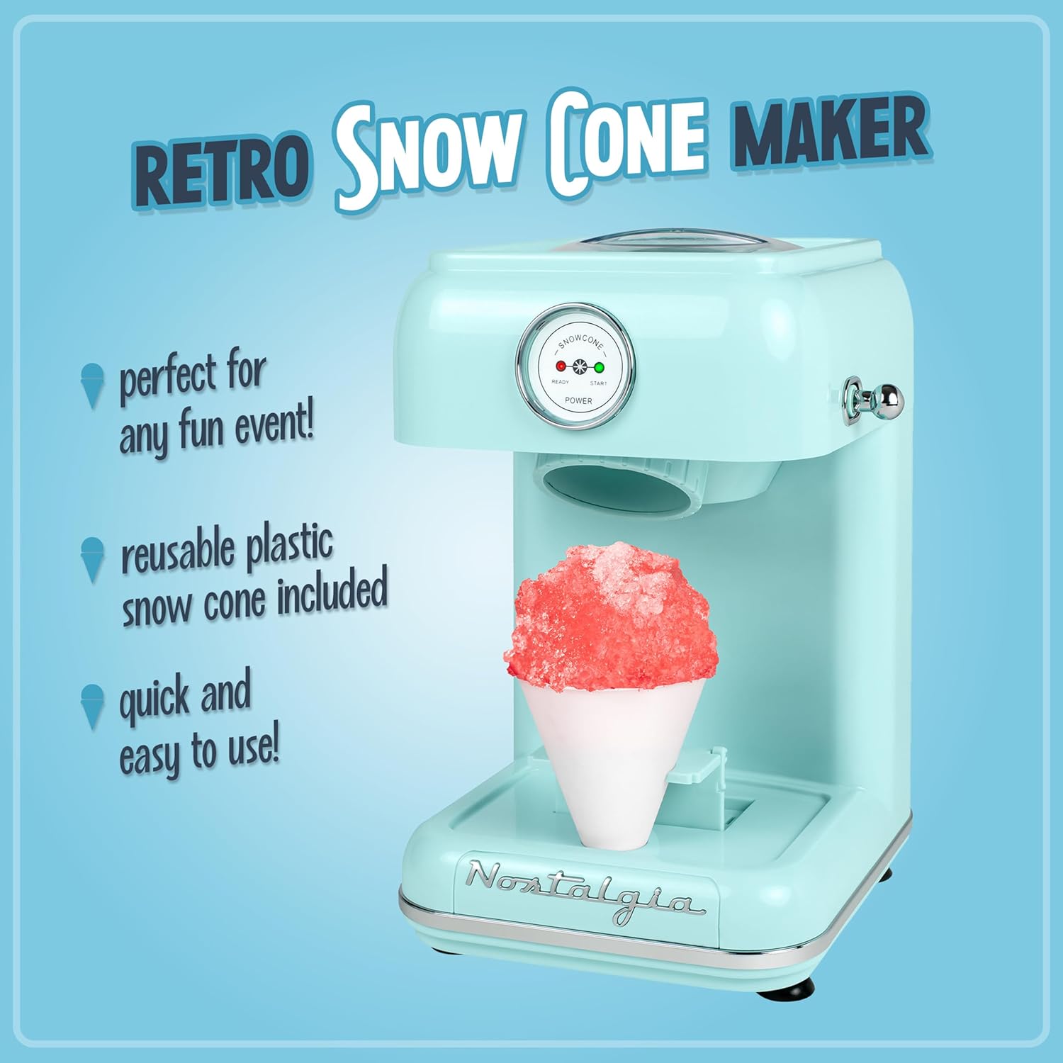 Nostalgia Retro Snow Cone Shaved Ice Machine