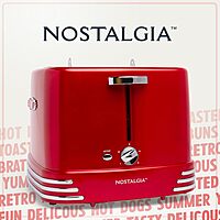 Nostalgia 4 Slot Hot Dog and Bun Toaster with Mini Tongs, Hot Dog Toaster Works with Chicken, Turkey, Veggie Links