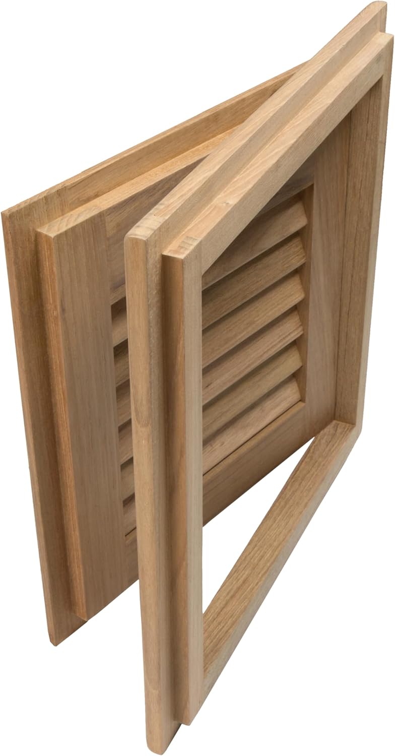 Whitecap 60720 Teak Louvered Door and Frame Righthand Opening, 12 x 12"