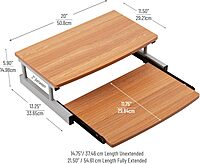 Mind Reader Monitor Stand, Sliding Keyboard Drawer, Laptop, Riser, Office, Wood/Metal, 20" L x 14.75" W x 5.9" H, Brown, Silver