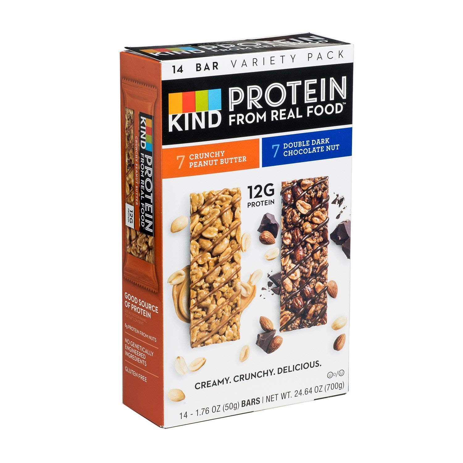 KIND Protein Bars Variety Pack |Creamy Crunchy Texture Crunchy Peanut Butter Bars Double Dark Chocolate Nut Bars - 14 x 1.76 oz