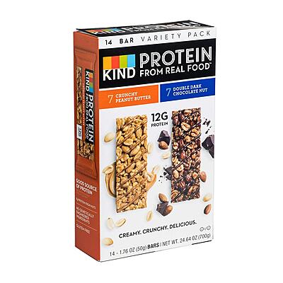 KIND Protein Bars Variety Pack |Creamy Crunchy Texture Crunchy Peanut Butter Bars Double Dark Chocolate Nut Bars - 14 x 1.76 oz