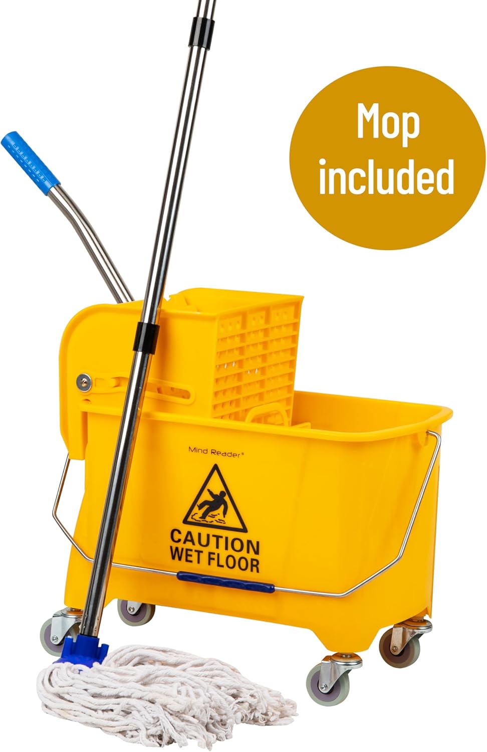 MIND READER Mop Bucket 22 Qt with Upward-Press Wringer