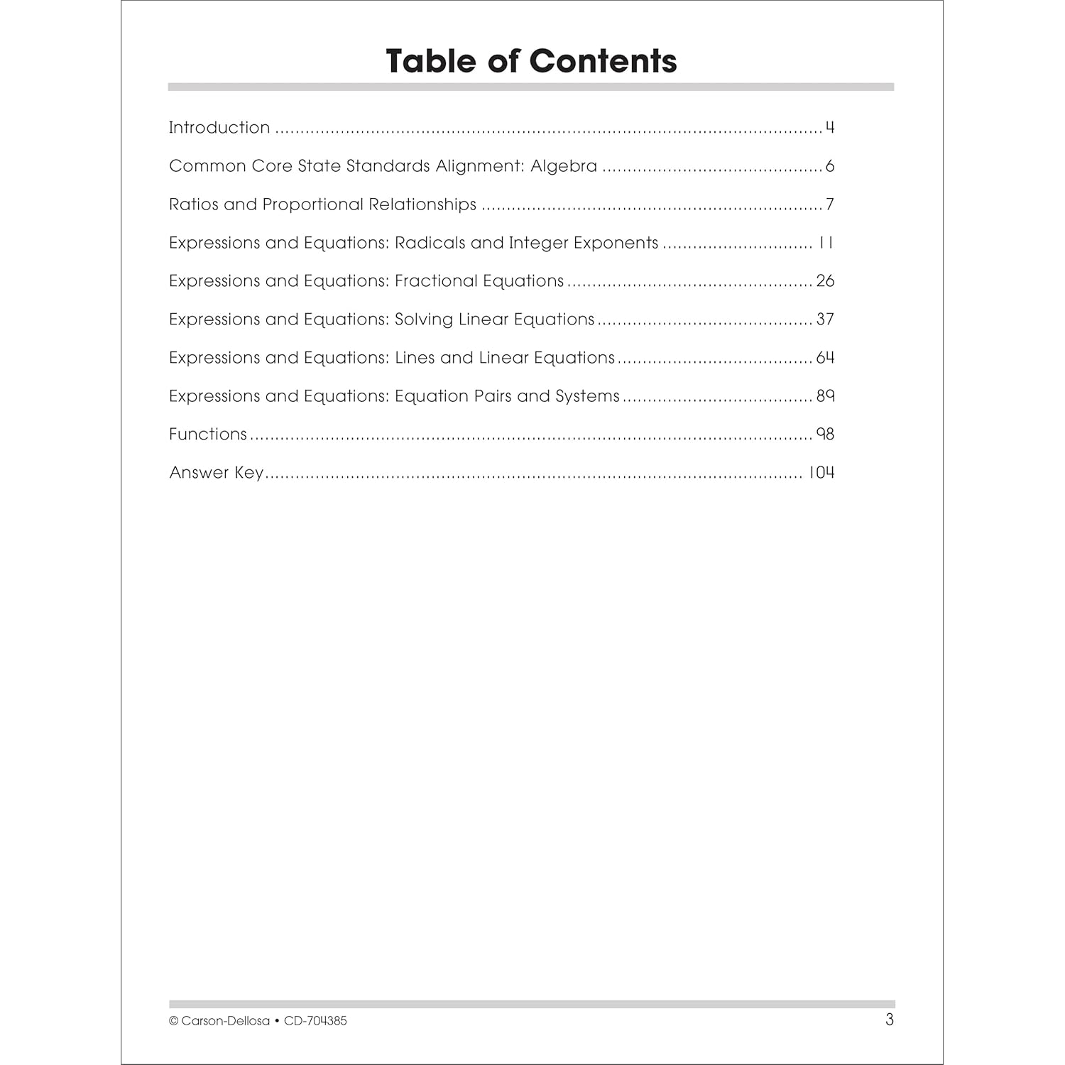 Carson Dellosa The 100 Series Algebra Workbook, Math Book for Grades 7 and Up Covering Fractions, Ratio