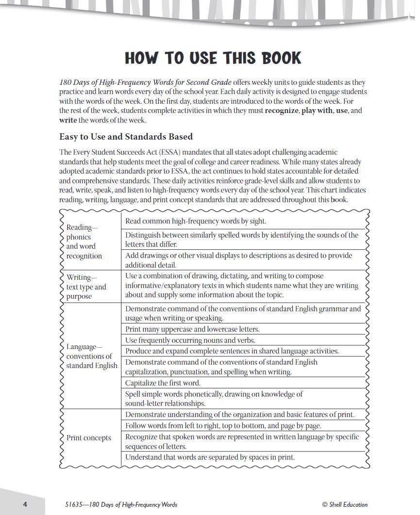 180 Days of High-Frequency Words for Second Grade - Learn to Read Second Grade Workbook