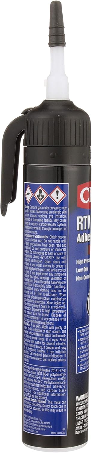 CRC RTV Silicone Sealant 14072 – 6.5 Wt Oz., Black, General Purpose High Pressure Gasket Sealant