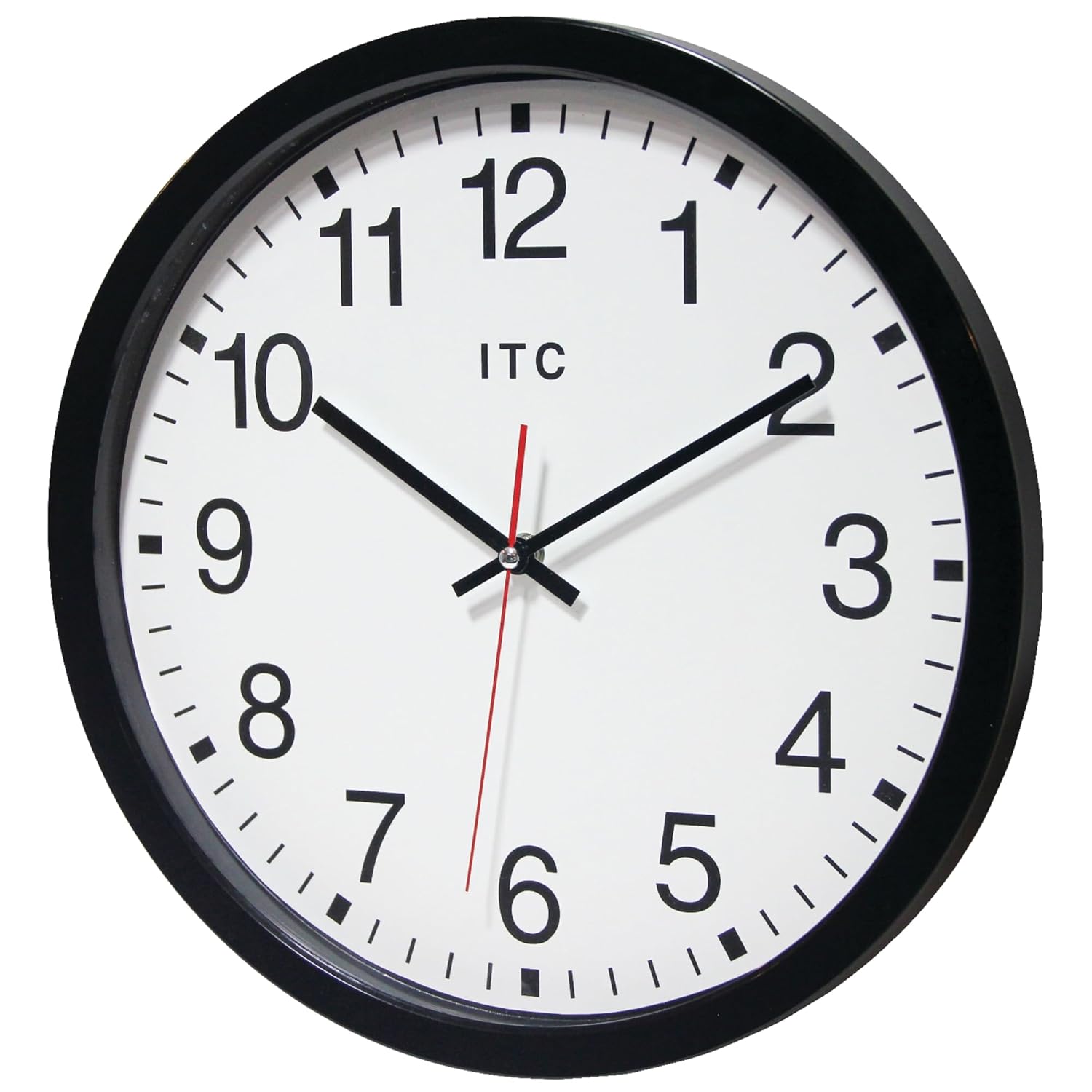Infinity Instruments 14 inch Shatter Resistant Round Non-Ticking Silent Battery Operated Easy to Read Clock for Office