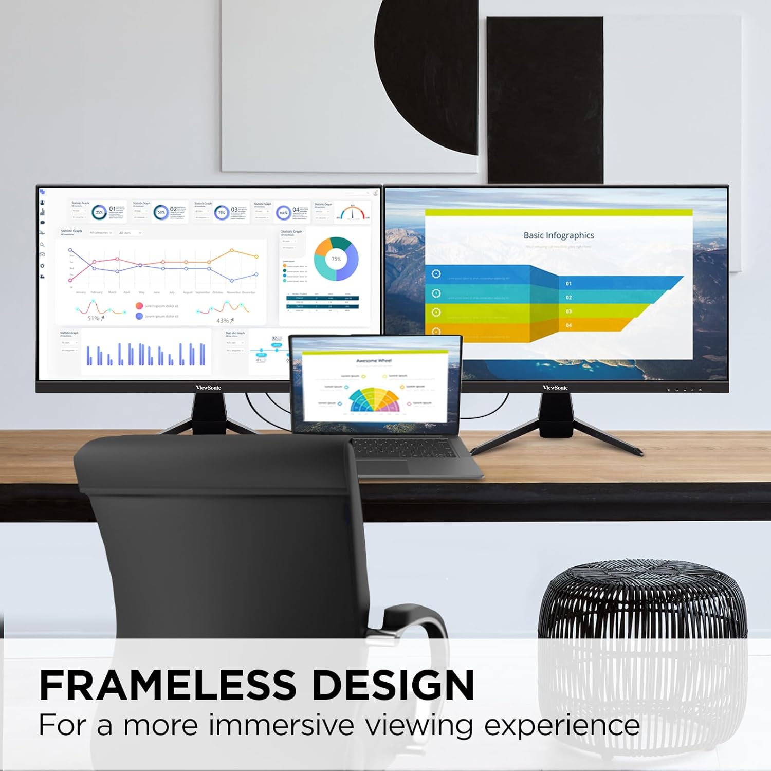 ViewSonic VX Series IPS Monitors with 65W USB-C and Ultra-Thin Bezels
