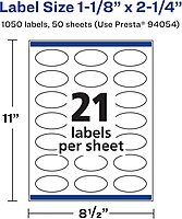 Avery Matte White Oval Labels, Sure Feed Technology, 1-1/8" x 2-1/4"