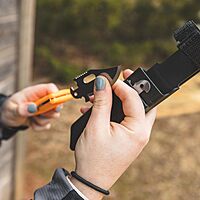 Cold Steel Click N Cut - Hunters Fixed Blade Knife | Durable 420J2 Steel Compact Hunting & Hiking Multiple Replaceable Blades | Sheath & 3 Blades Included Boxed Package