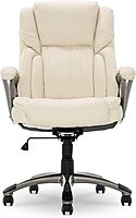 Serta Executive Office Chair, Adjustable Ergonomic Computer Chair with Layered Body Pillows, Waterfall Seat Edge, Bonded Leather, Ivory White