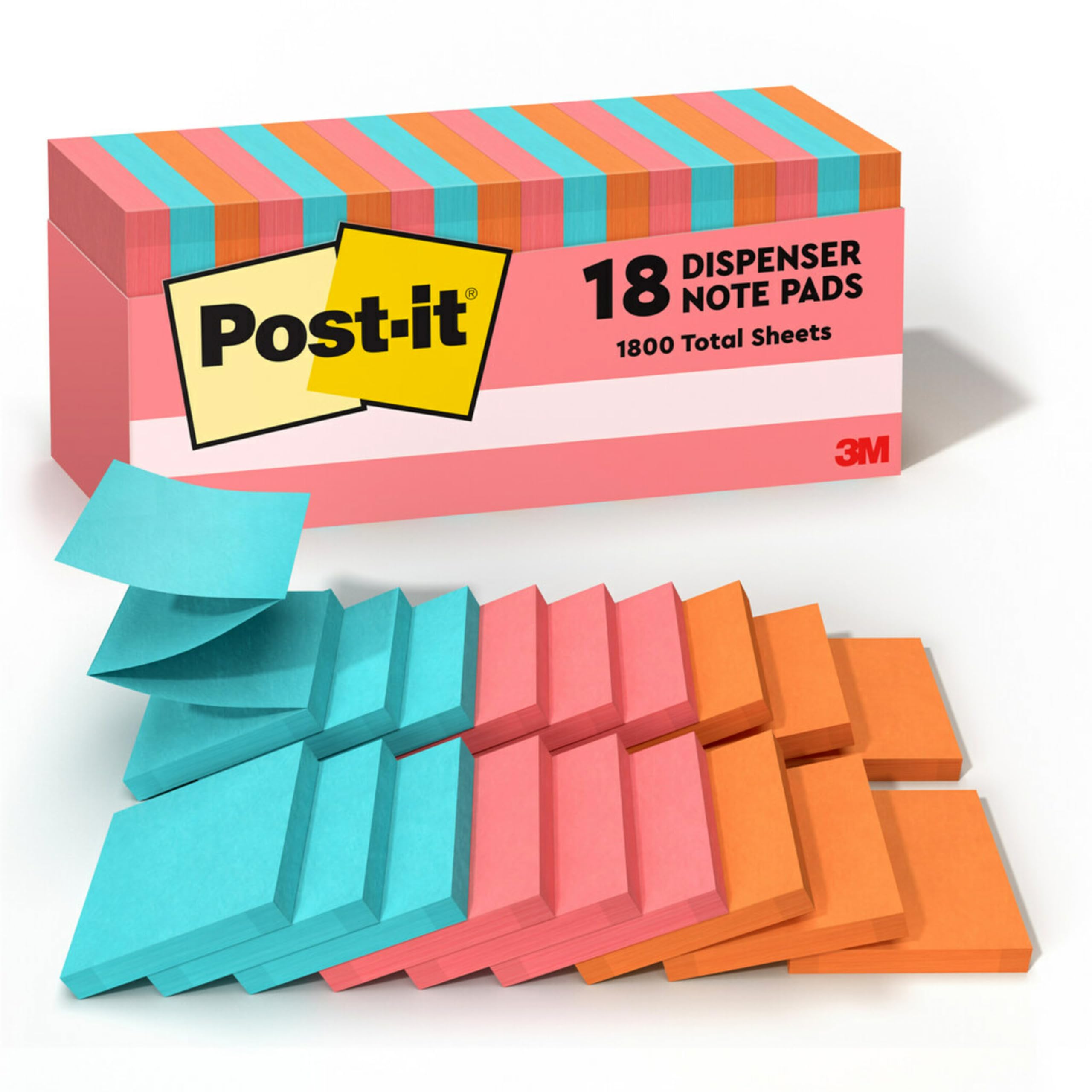 Post-it Pop-up Notes, 3x3 in, 18 Pads, America's #1 Favorite Sticky Notes, Poptimistic Collection, Bright Colors (Pink