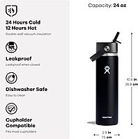 HYDRO FLASK Wide Mouth Flex Straw Cap Bottle - Insulated Stainless Steel