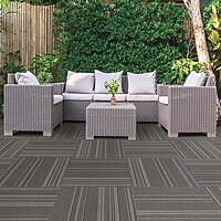 Foss Peel and Stick First Impressions Barcode Black Ice 24 in. x 24 in. Commercial Carpet Tile (15 Tiles/Case)
