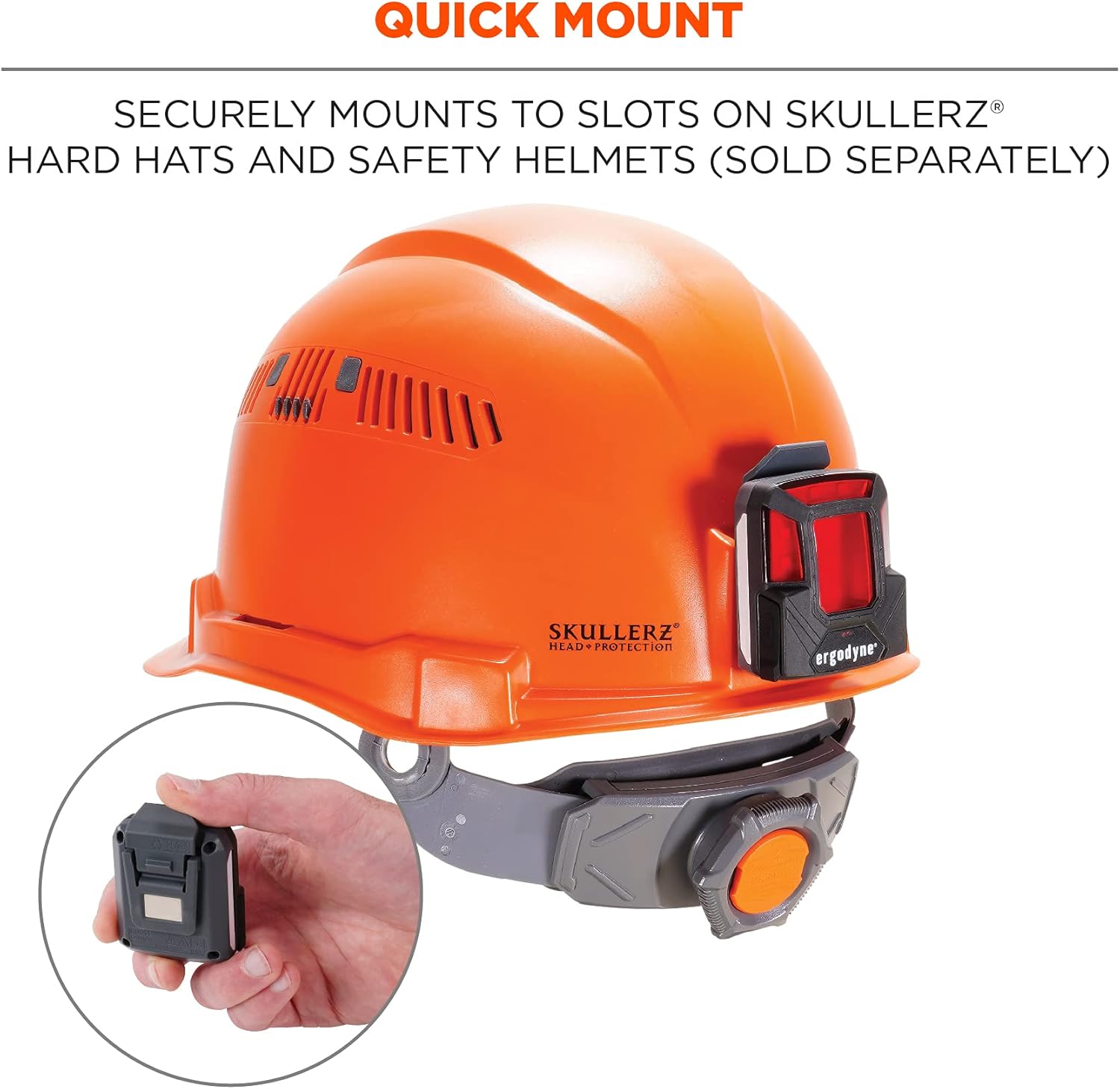 Ergodyne Skullerz 8993 Hard Hat Safety Light, Magnetic Attachment for Portable Red Beacon Light, Rechargeable