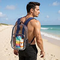 Summit Ridge Waterproof Clear Backpack with Water Bottle Holder - Stadium Approved Heavy-Duty Clear Backpack